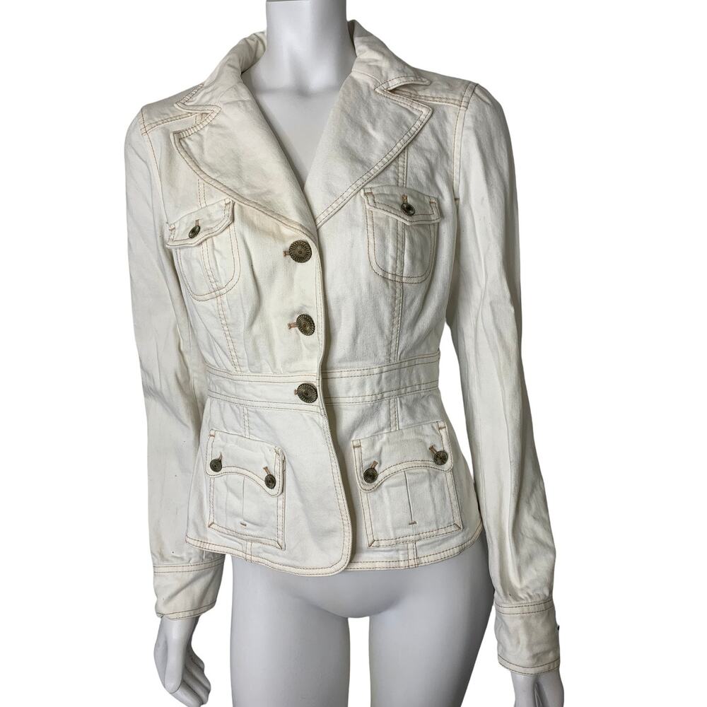 Classiques Entier off white denim jean jacket button up fitted XS